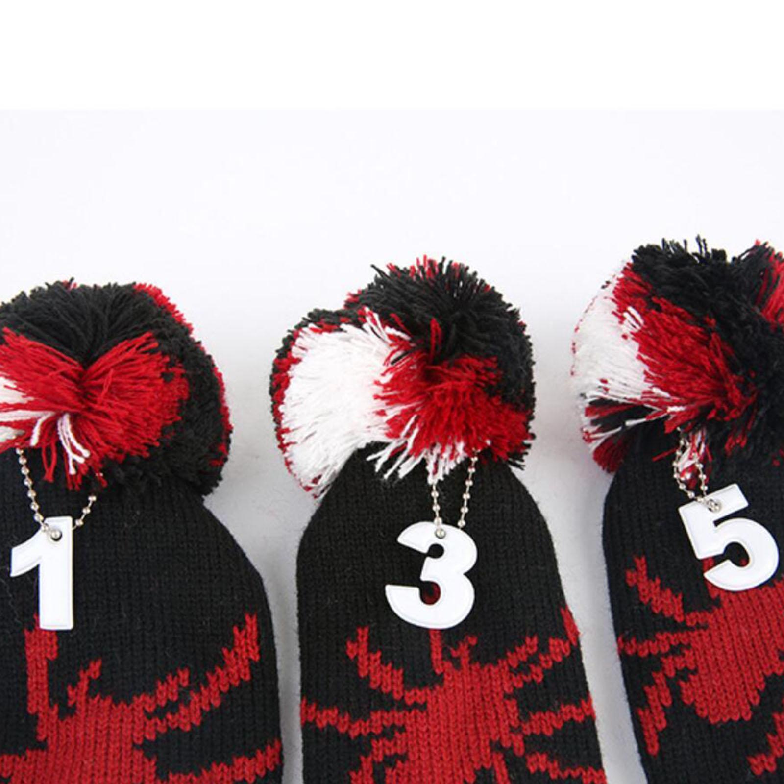 3Pcs Knit Golf Headcover Driver Cover Portable Golf Club Wood Head Covers for Driver Wood, Fairway Wood and Hybrid Protect Sleeves