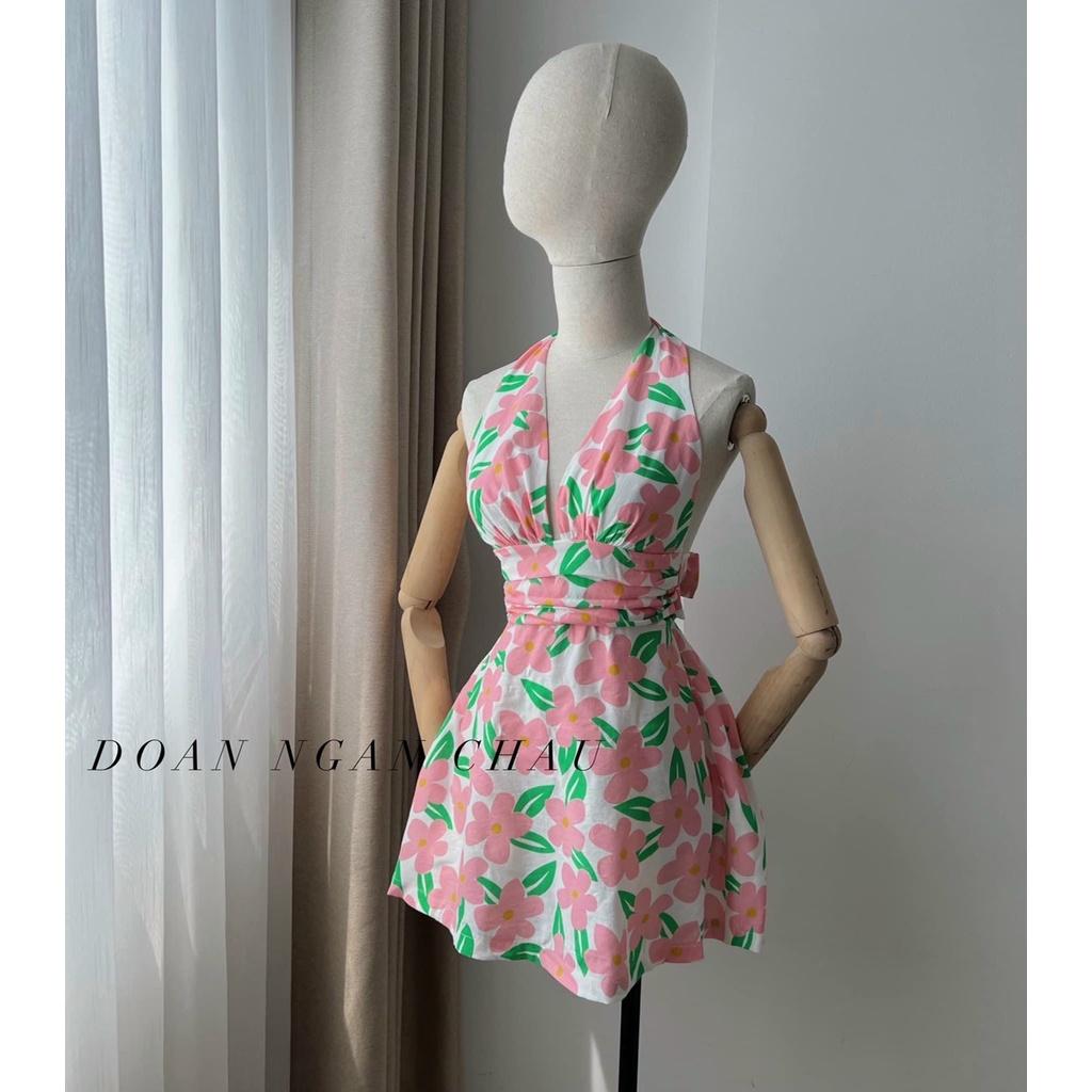 Váy hoa cổ yếm 3 màu sắc xinh xắn dạo phố, đi biển