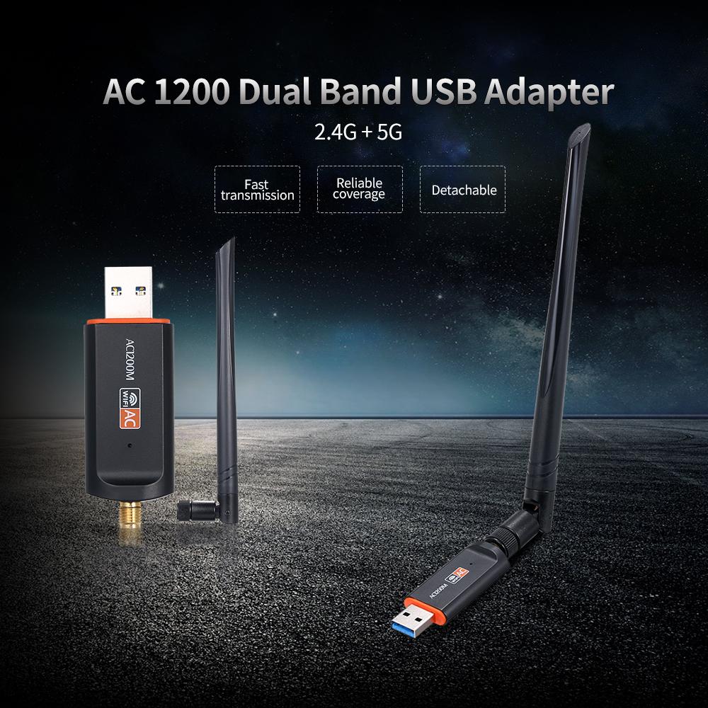 Bộ điều hợp USB băng tần kép 1200M 2.4G + 5G USB3.0 bộ thu sóng không dây bên ngoài thẻ mạng không dây