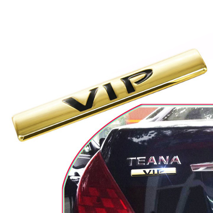 Tem kim loại chữ nổi VIP dán trang trí ô tô (Màu Gold)