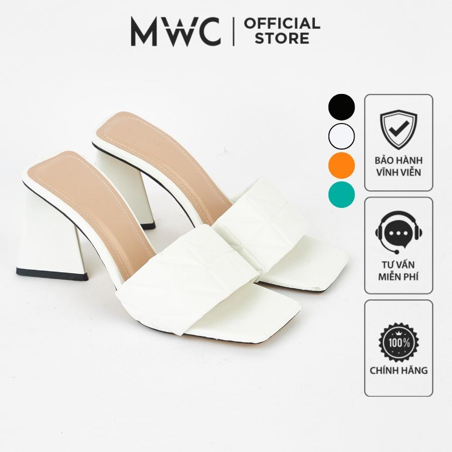 Dép MWC 4347 - Guốc Cao Gót Quai Ngang Đế Tam Giác 9cm, Guốc Cao Gót Mũi Vuông Basic Thời Trang