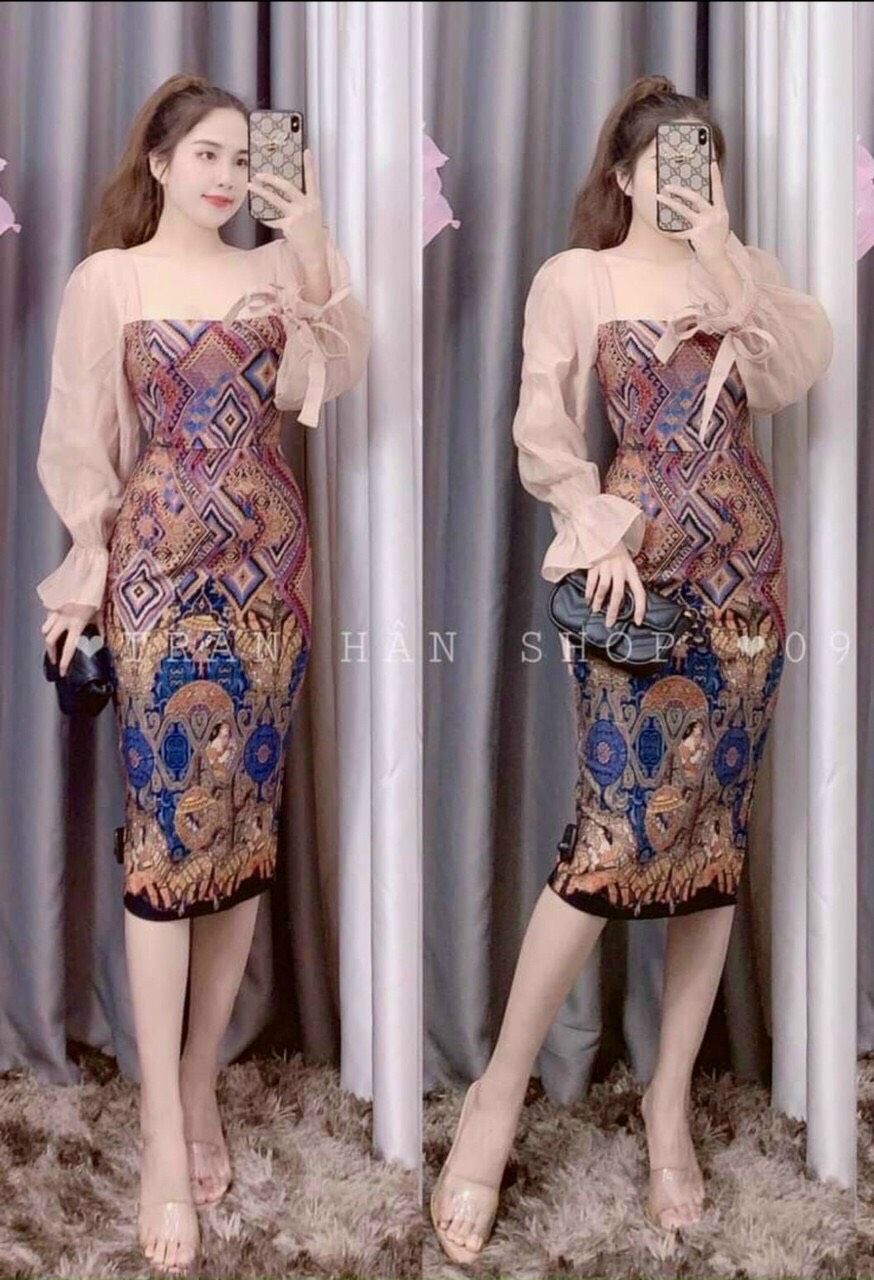Đầm Body Chân Bông Cổ Vuông - Hậu Nguyễn Store
