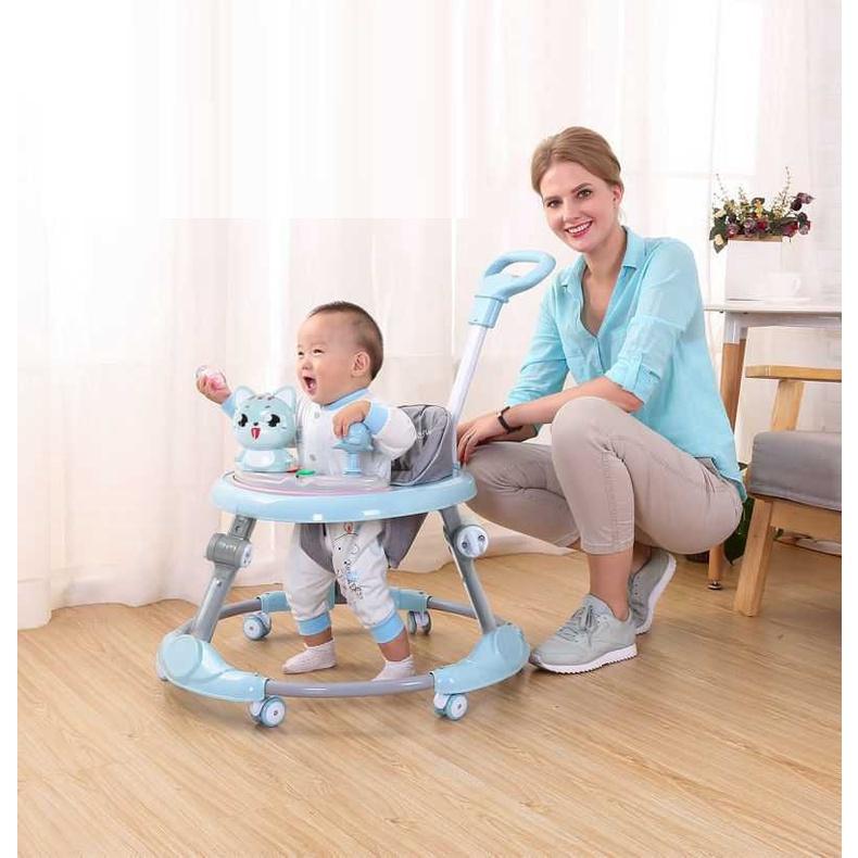 XE TRÒN TẬP ĐI CÓ CÁN ĐẨY - Xe Tròn Tập Đi Cho Bé Có Nhạc Vui Nhộn Điều Chỉnh Được Độ Cao Hàng Cao Cấp. .