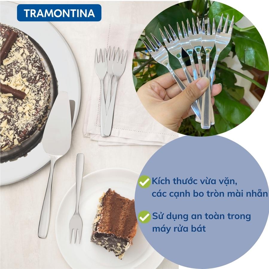 Combo 2 Thìa Dĩa Gồm 1 Bộ 6 Món Thìa Cafe và 1 Bộ 6 Món Dĩa TRAMONTINA Chất Liệu Thép Không Gỉ Sản Xuất Tại BRAZIL - Hàng Chính Hãng