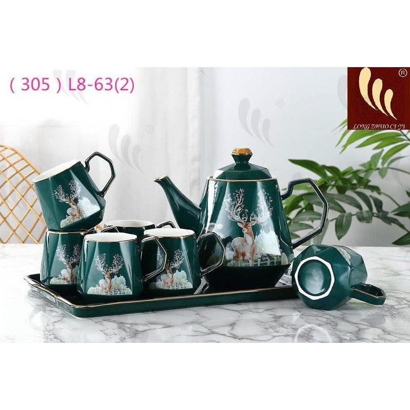 Bộ ấm tách gốm sứ mang phong cách Châu Âu