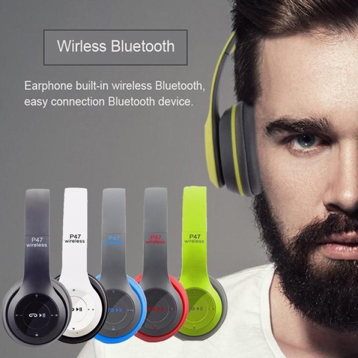 Tai nghe Bluetooth chụp tai P47 có khe cắm thẻ nhớ