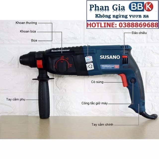 Máy Khoan Đục Bê Tông 1200W, 3 Chế Độ 2 - 26 Cam kết 100% Ruột Đồng Máy Khỏe Chạy Êm Bền
