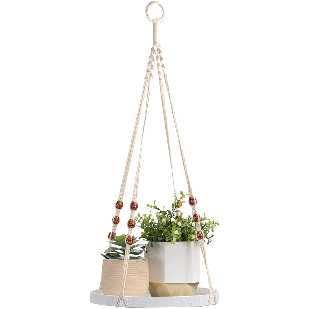 Set dây treo Macrame kèm đĩa đựng chậu MONROVIA, trang trí trong nhà, sân vườn, đan thủ công tỉ mỉ, Tiêu chuẩn Châu Âu