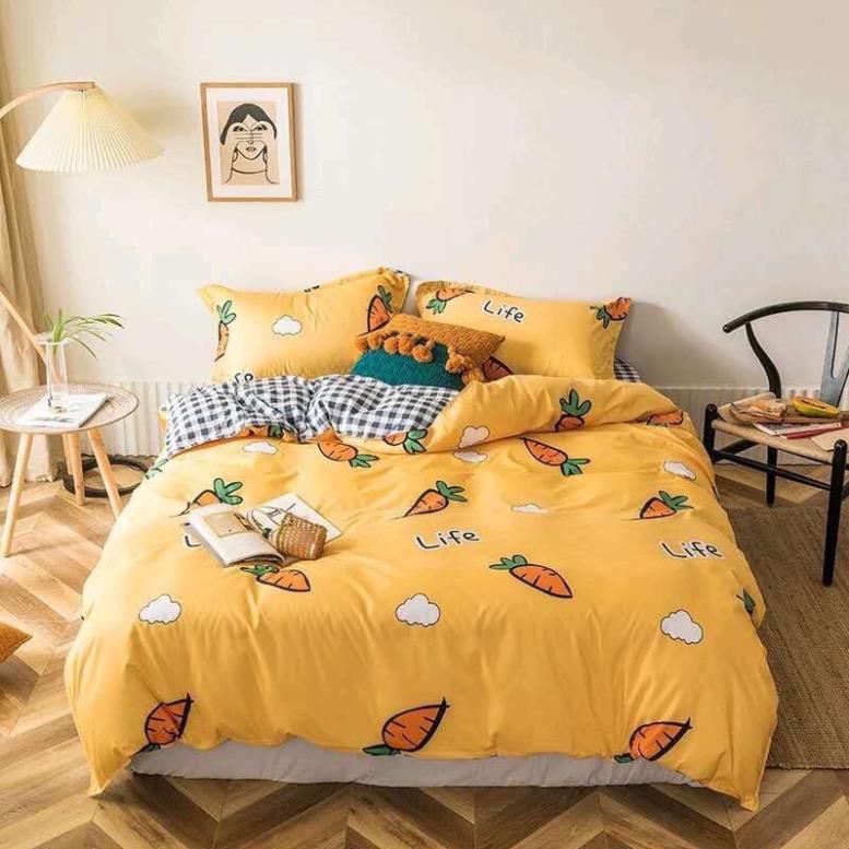Bộ chăn ga gối , coton poly họa tiết quả đủ size miễn phí bo chun