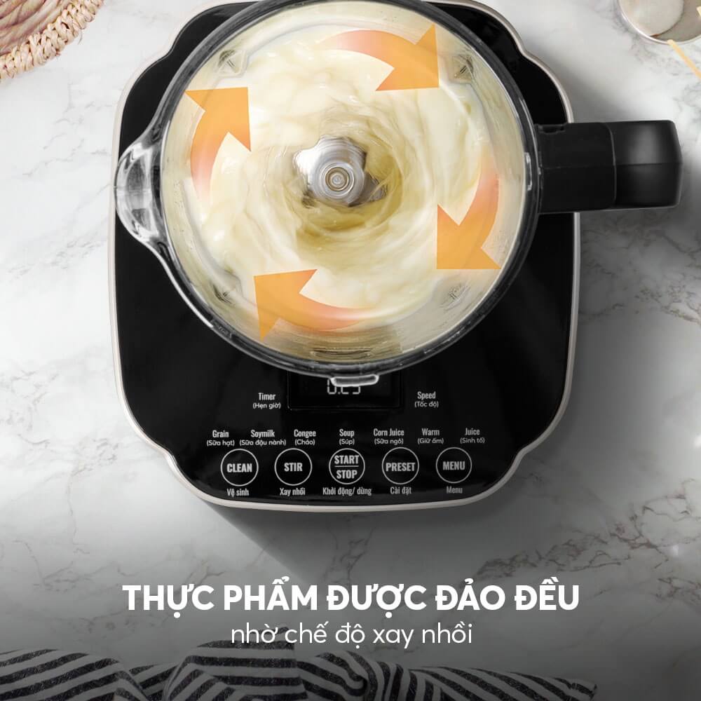 Máy làm sữa hạt đa năng Elmich CBE-3904OL 1.2L, Hàng chính hãng, Lưỡi dao 3 tầng 8 cánh - JoyMall