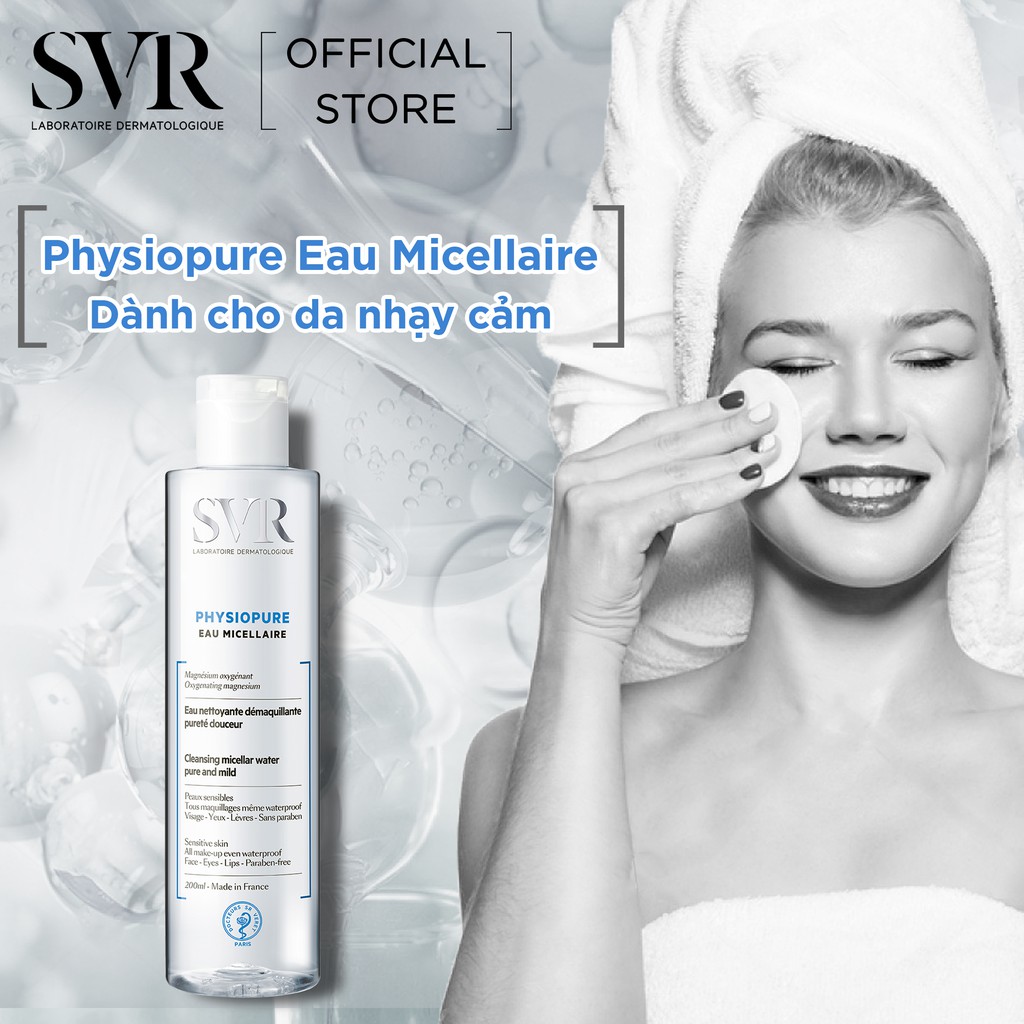 Dung Dịch Rửa Mặt, Tẩy Trang Dành Cho Mặt, Vùng Mắt Và Môi SVR Physiopure Eau Micellaire Chai 200ml - PEM200