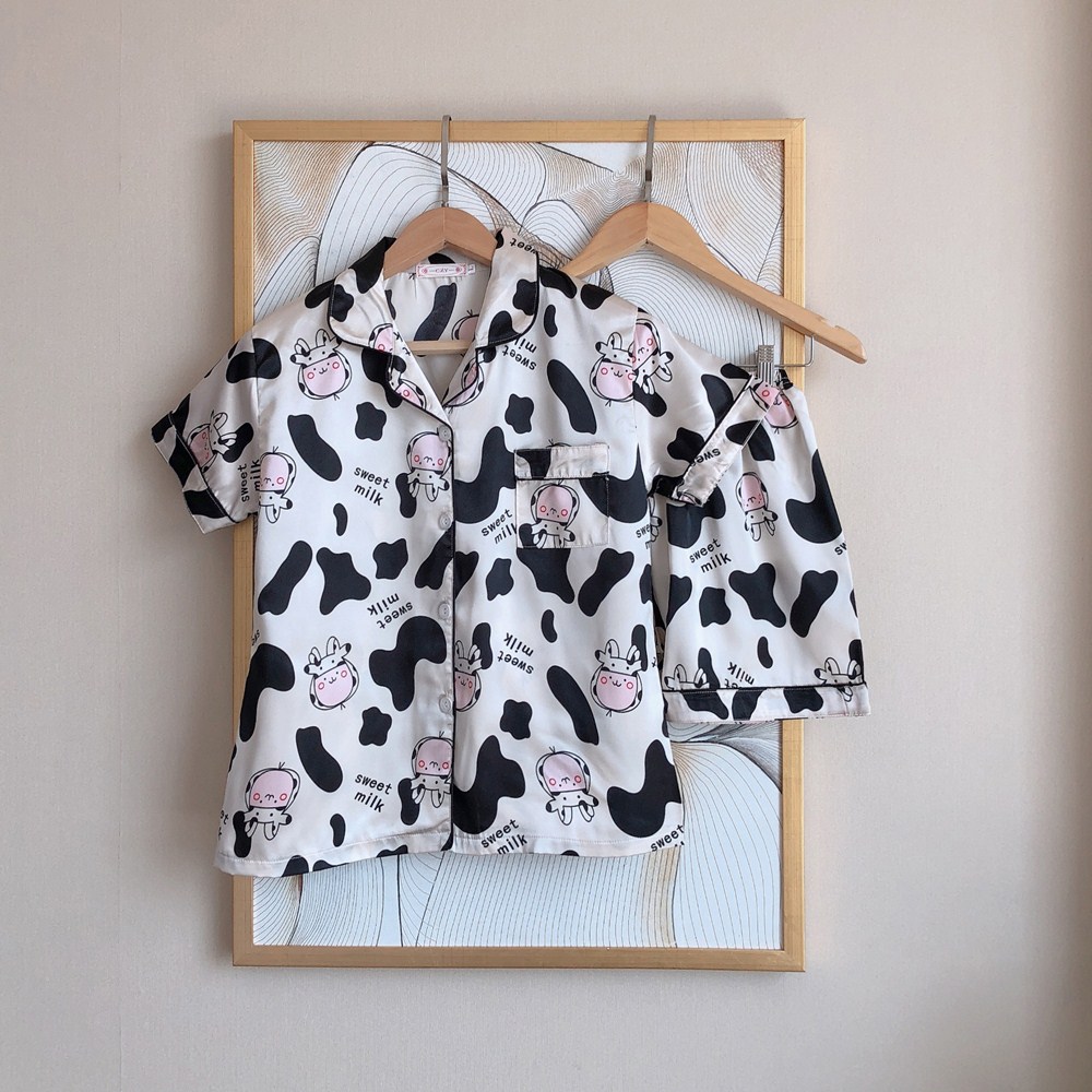 Pijama lụa đùi họa tiết Quảng Châu