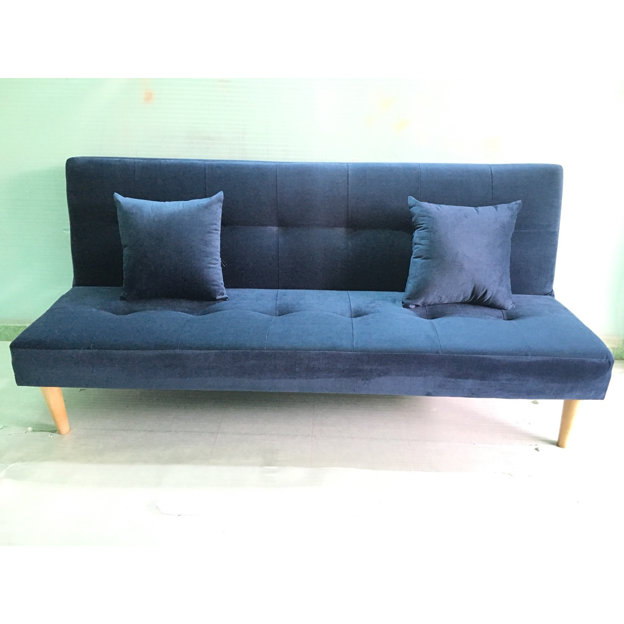 Ghế sofa bed, sofa giường xanh dương đậm nhung CG, salon phòng khách