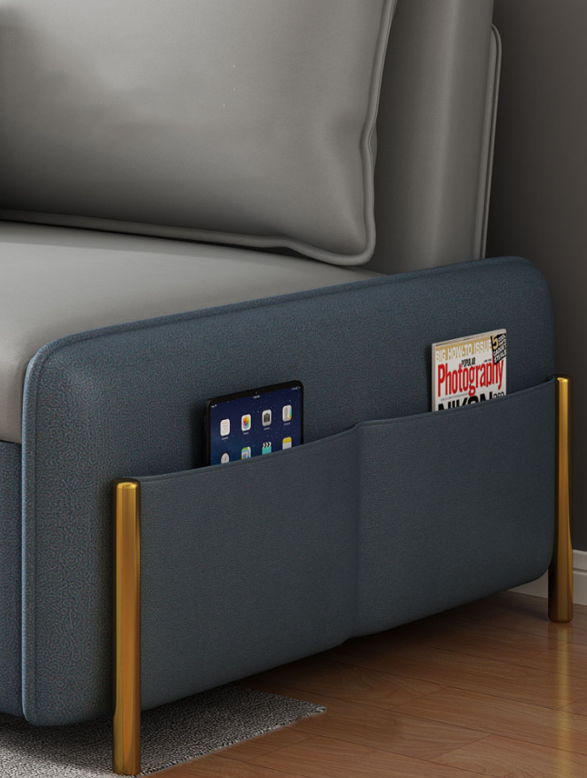 Sofa giường đa năng hộc kéo HGK-02 ngăn chứa đồ tiện dụng Tundo KT 1m8 phối màu xám xanh