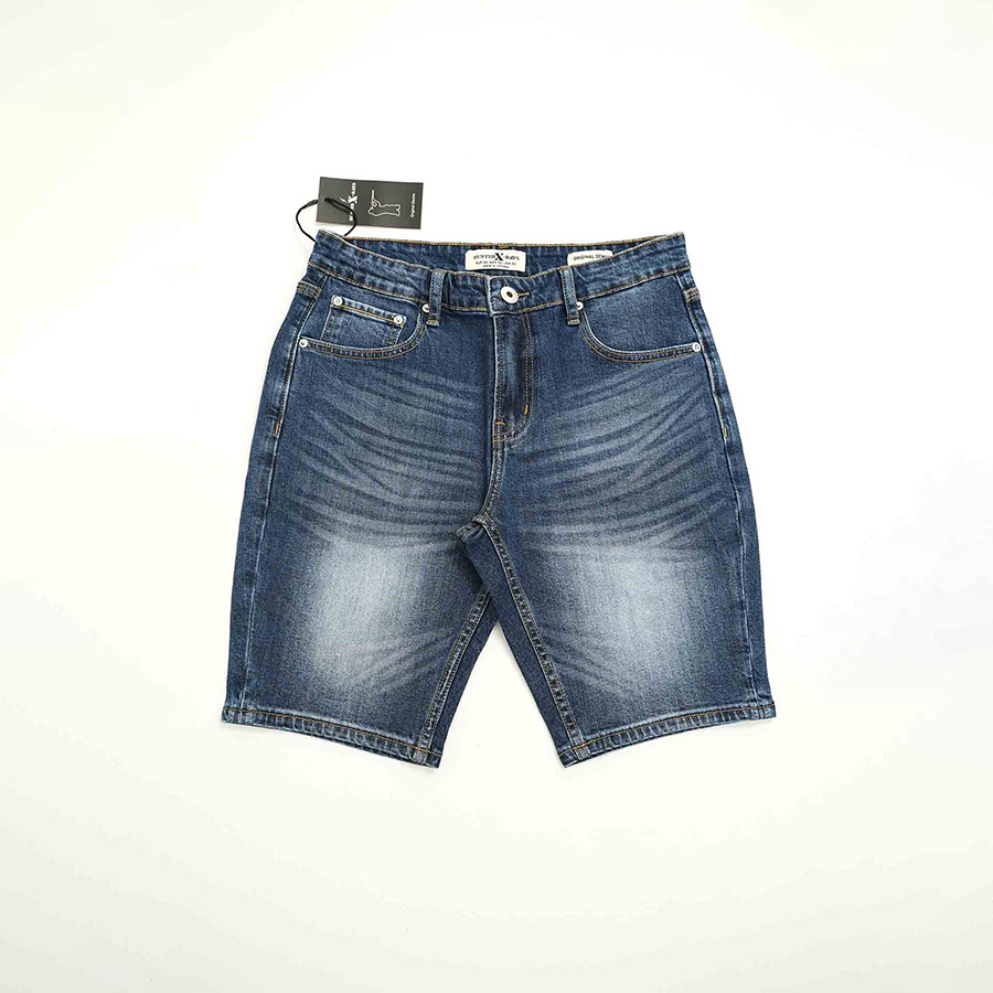 Quần Short Jeans Nam Cao Cấp HUNTER X-RAYS Form Slimfit Thun Màu Xanh Trơn S59