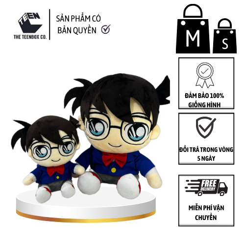 Gấu bông Conan, Thú bông Conan size M, Gấu bông hoạt hình cho bé, Gấu bông mền mịn 33cm - Sản Phẩm Có Bản Quyền, Phân Phối Bởi Teenbox