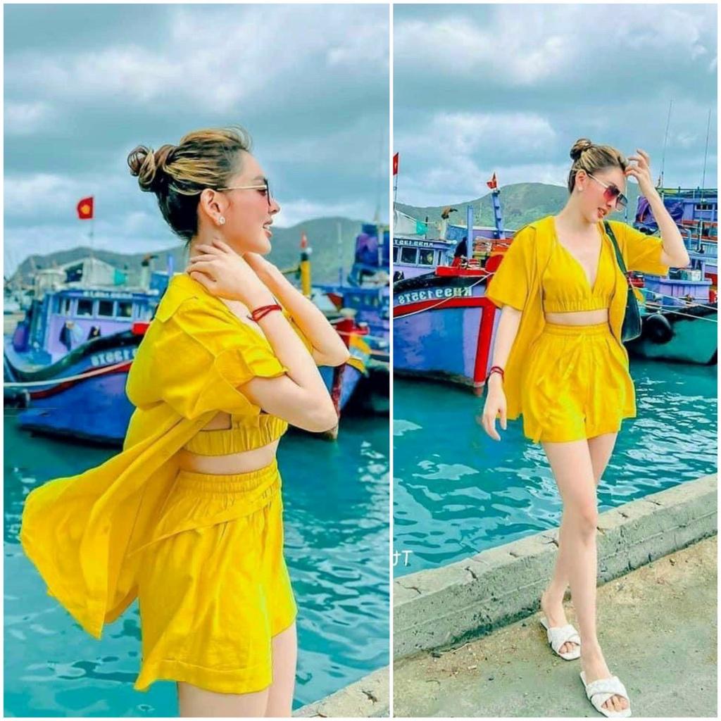 Sét 3 món Áo sơmi kèm Bra và Quần ngắn siêu HOT