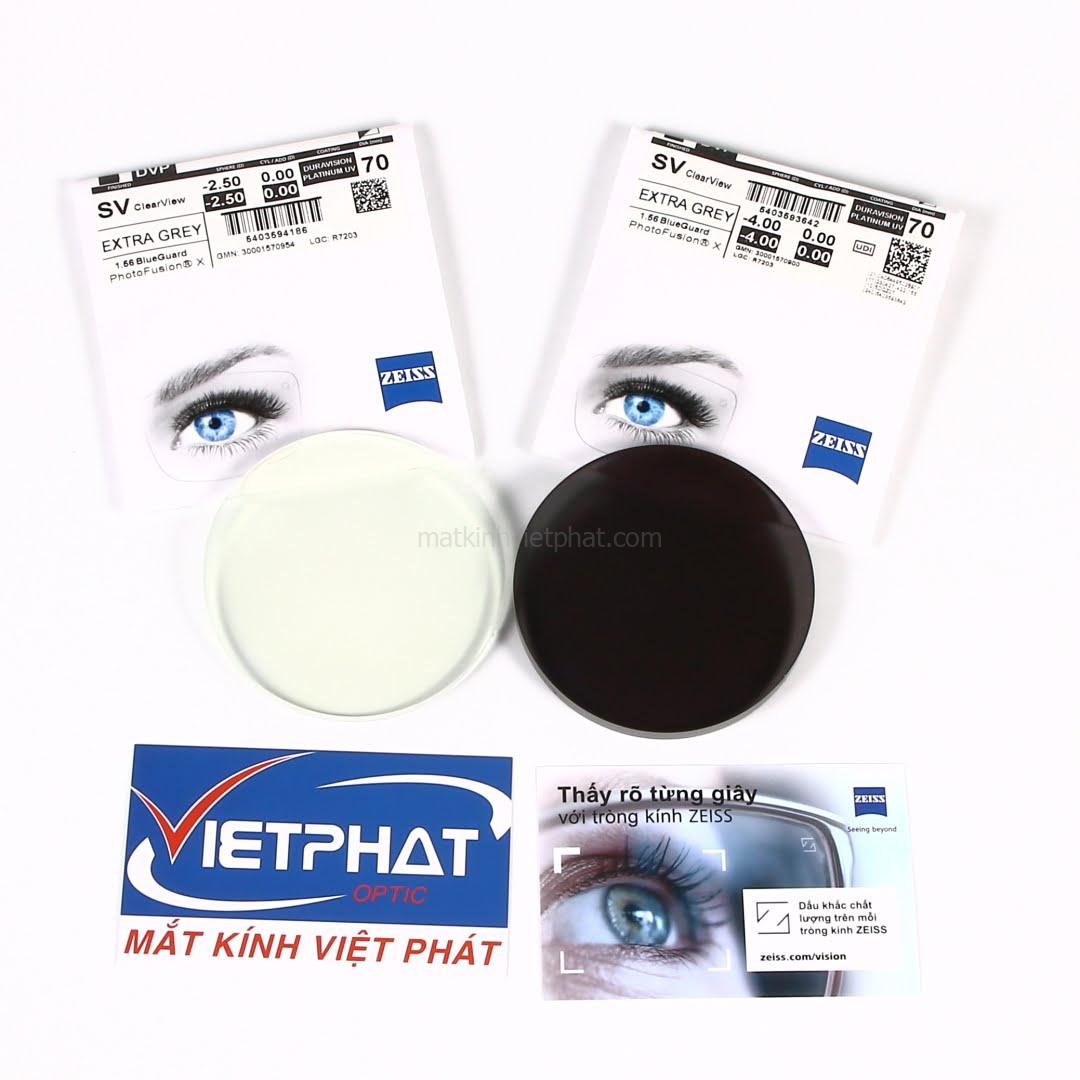 Tròng kính đổi màu Vietphat Eyewear  Zeiss PhotoFusion X Extra Grey DuraVision Platinum UV