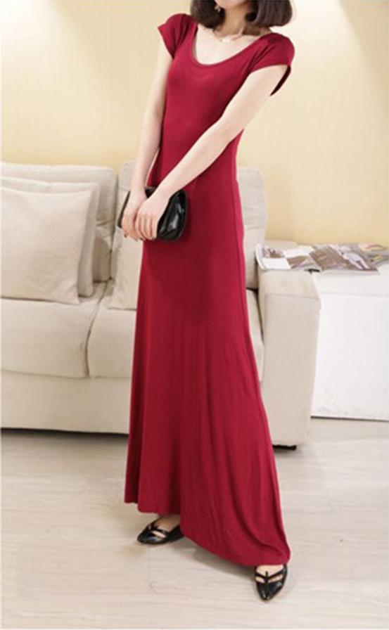 Đầm maxi nữ ôm body hở lưng - Đỏ - Free size