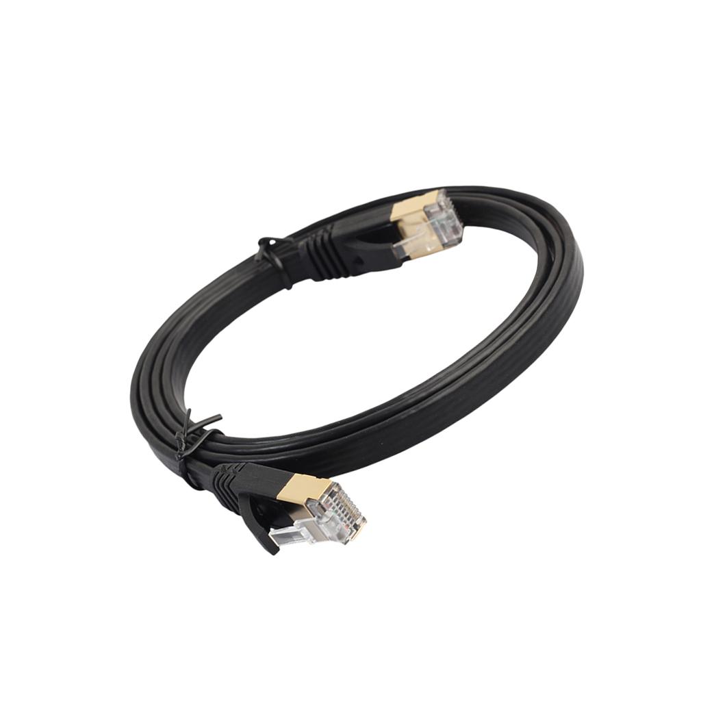 Gold Plated RJ45 Flat Cat7 Ethernet 10Gbps SSTP Network LAN Cable Lot 1m-15m