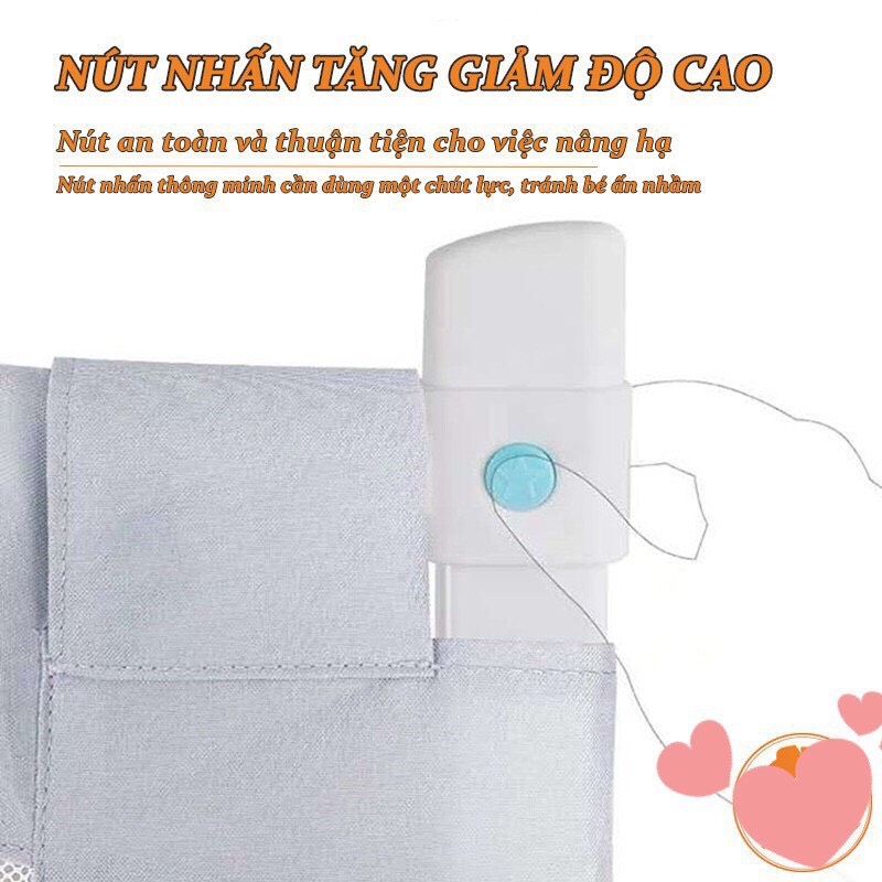 Chắn giường, chặn giường thanh trượt 01 bên an toàn cho bé, bản Nâng cấp 2021, Màu Ghi Xám sang trọng - Hàng Nhập Khẩu