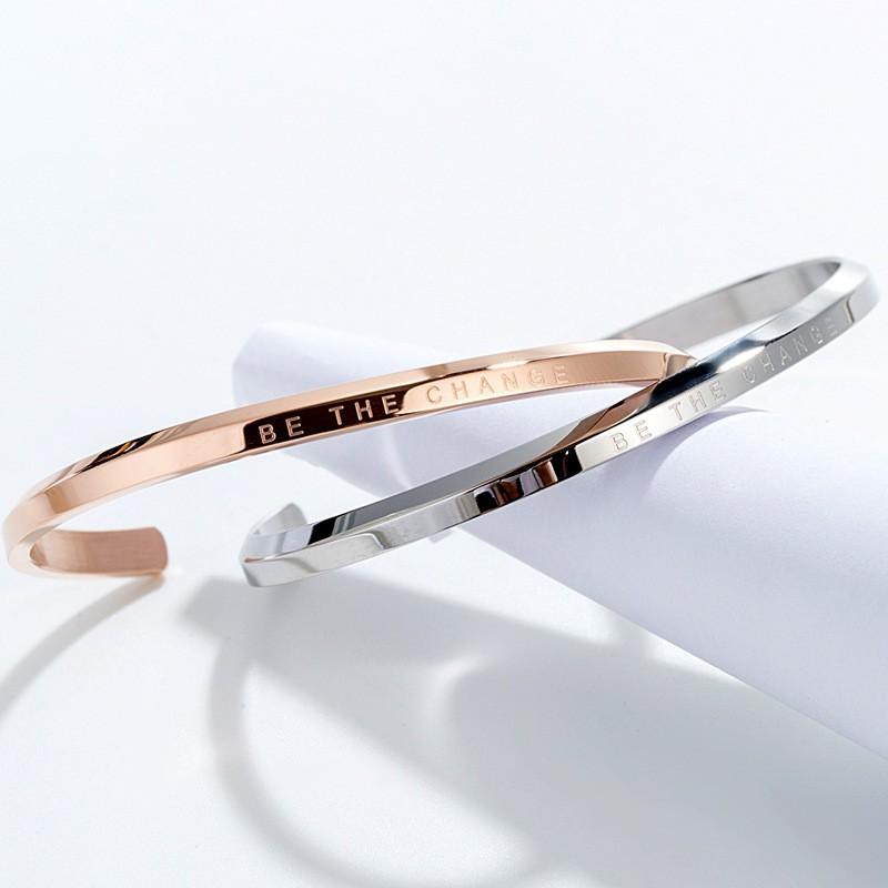 Vòng Tay Kiềng Tay Titan Đôi Nam Nữ Unisex Chữ BeThe Change