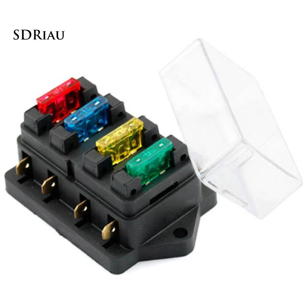 12V/24V Car Vehicle Van Circuit Standard ATO 4 Blade Fuse Box Block Holder+Fuse