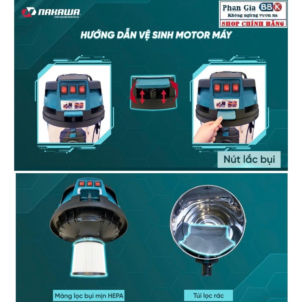 Hàng chính hãƞg, Máy Hút Bụi Công Nghiệp -Văn Phòng-Xưởng NAKAWA 80 Lít, Công Suất 4800W, Hàng chính hãƞg, BH 1 năm