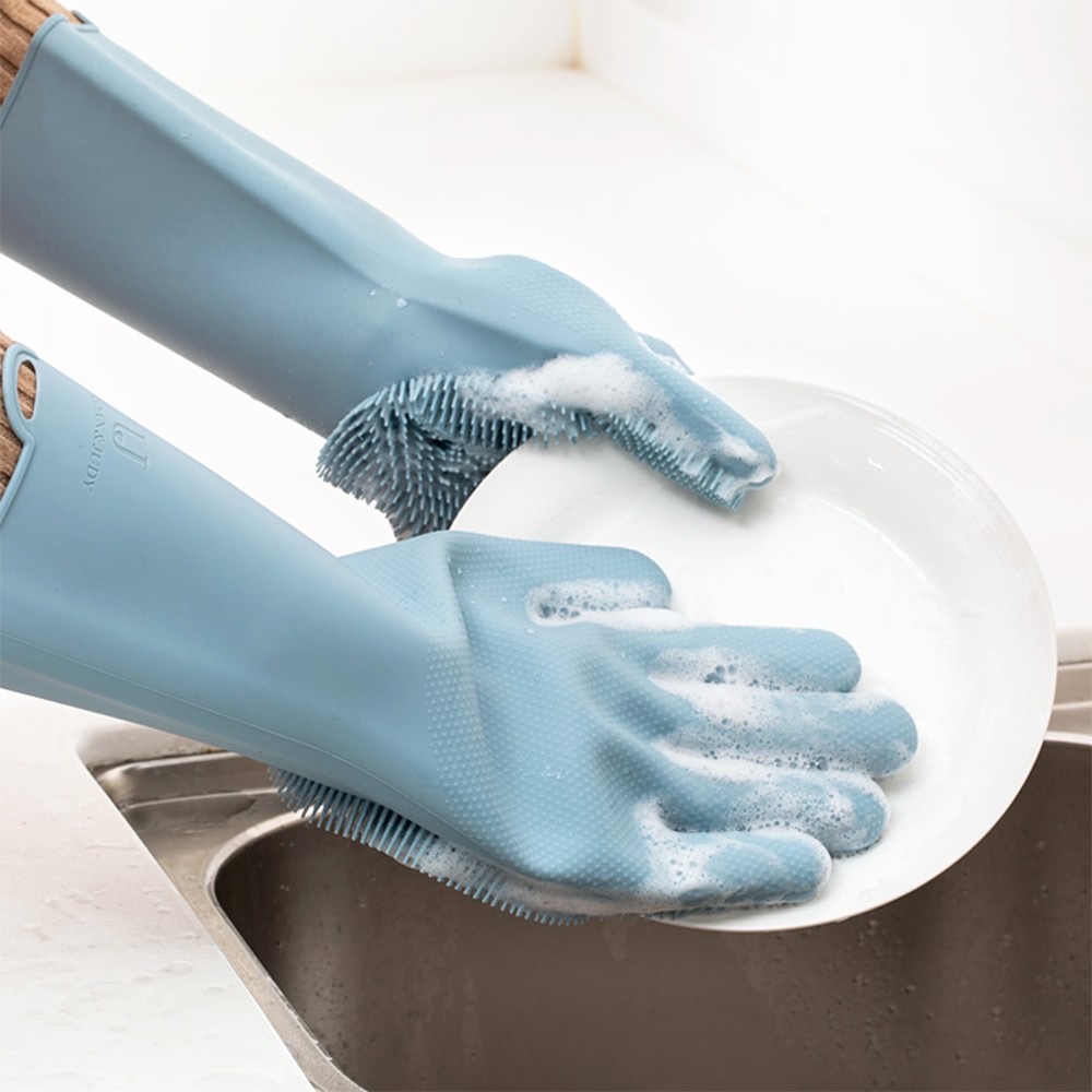 Găng tay rửa chén silicon lớp gai giữa lòng bàn tay vừa làm sạch vừa tạo bọt mà không cần dùng đến giẻ , dễ dàng cọ rửa sạch trái cây hoa quả ,không hại da tay,mềm mại , dẻo dai , chịu được nhiệt độ cao an toàn và tiện lợi