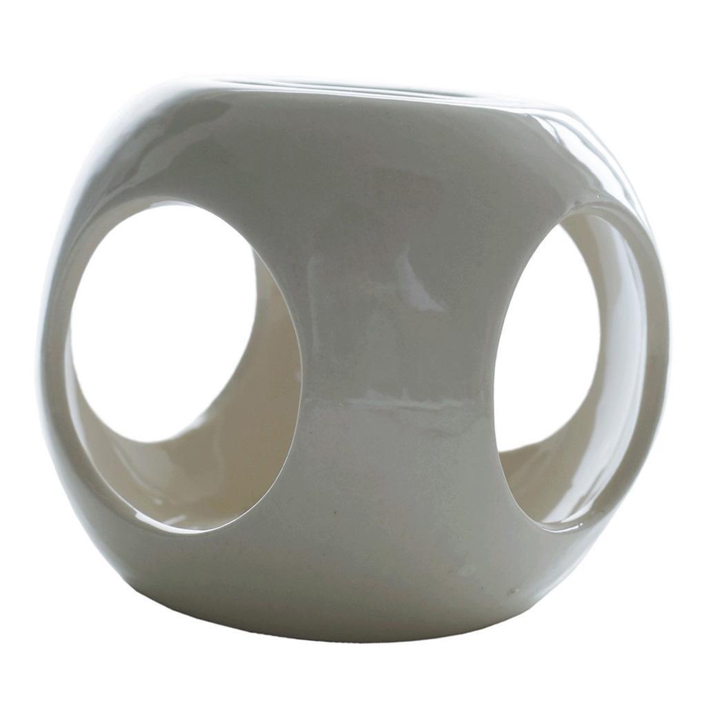 Round Base Ceramic Candle Holder Hollow Design Incense Burner Holder 9.5cm