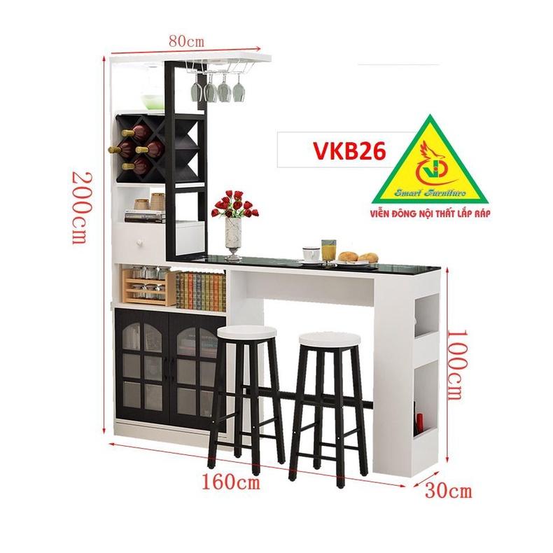 Quầy bar mini kết hợp tủ rượu VKB026 - Nội thất lắp ráp Viendong Adv