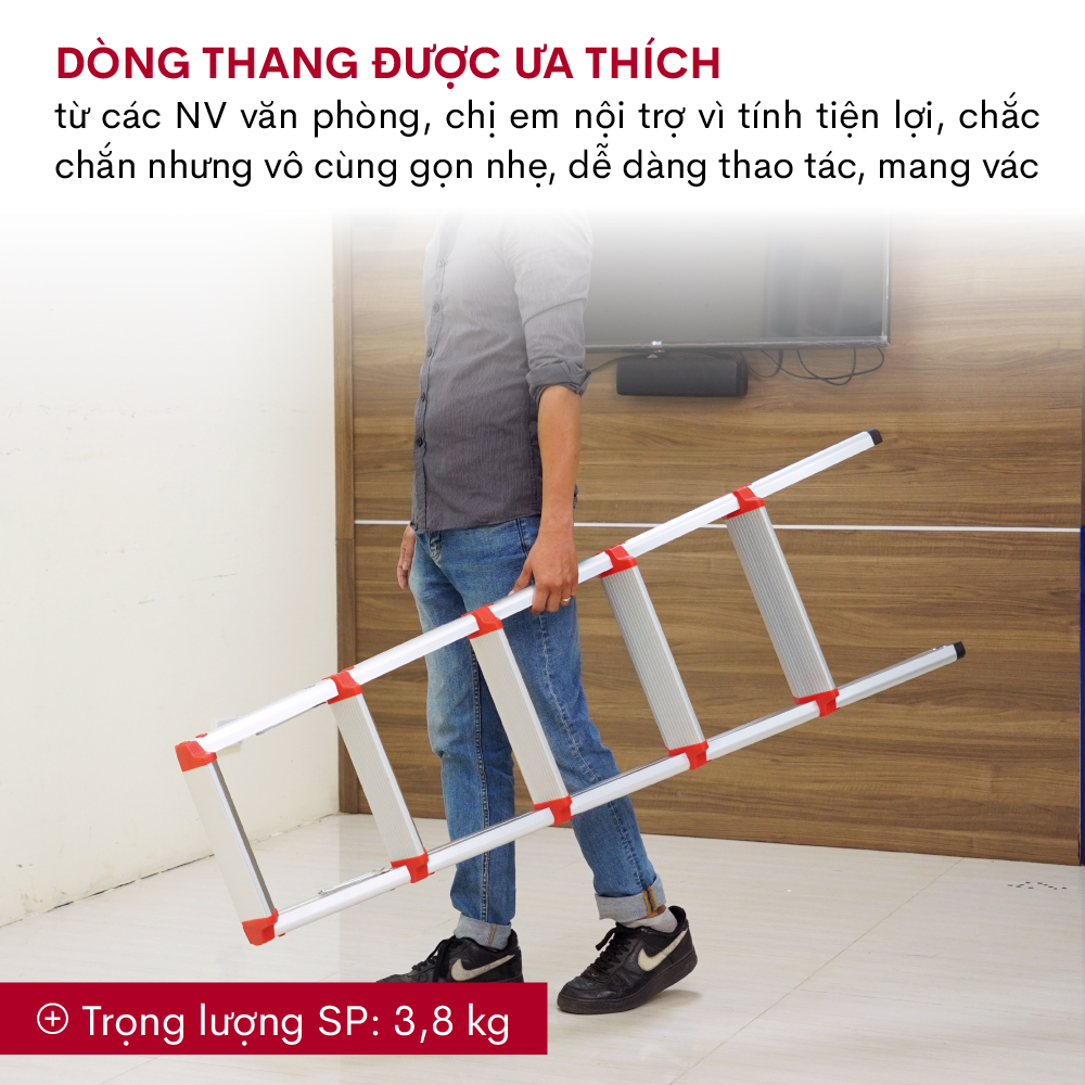 Thang nhôm gấp chữ A 5 bậc cao 1,23 mét FUJIHOME DL205, thang ghế nhôm xếp gọn gia đình