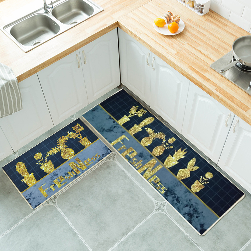 Bộ 2 thảm bếp nỉ đế hạt cao su hạn chế trơn trượt size 120x40, 60x40 cm
