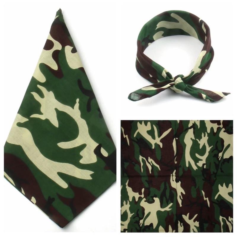 Khăn bandana hoạ tiết camo xanh lá cotton size 55x55cm - Maben