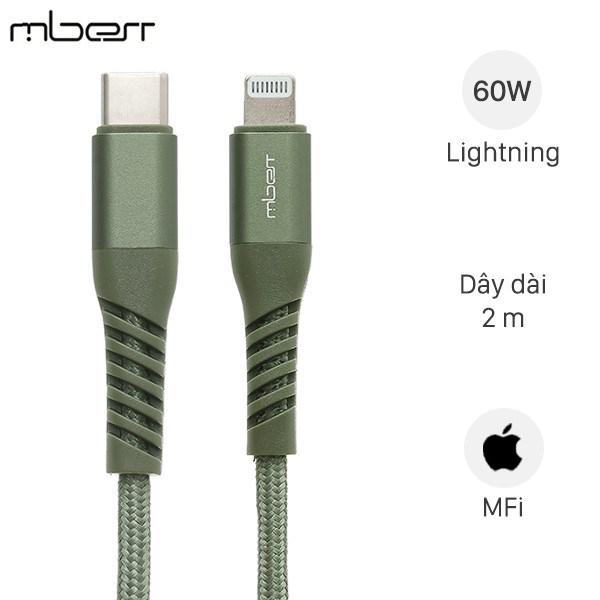 Cáp Type C - Lightning MFI 2m Mbest DS948-WB Xanh Rêu - Hàng chính hãng