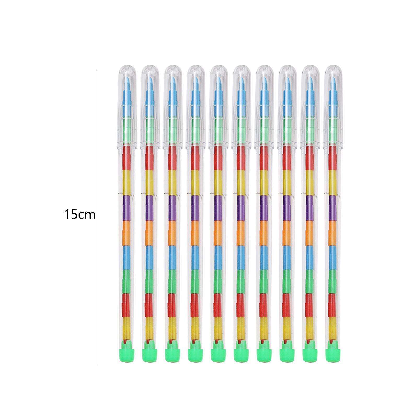 10 Pieces Rainbow Pencils Stackable Crayons for Kids Stacking Crayons Buildable Crayons Party Favors for School Supplies