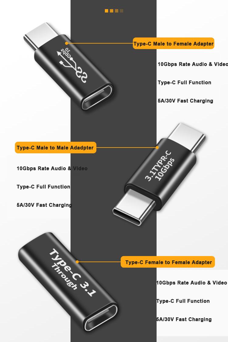 Hình Chữ U Góc 90 Độ USB 3.1 10Gbps Loại C Bộ Chuyển Đổi OTG Nam Sang Nữ Cho Huawei Xiaomi Bộ Chuyển Đổi Bộ Chuyển Đổi Màu Sắc: Type-c M-M