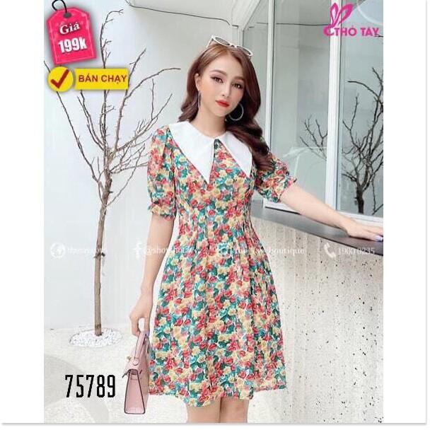 ĐẦM XÒE VOAN LỤA HỌA TIẾT HOA CỰC XINH