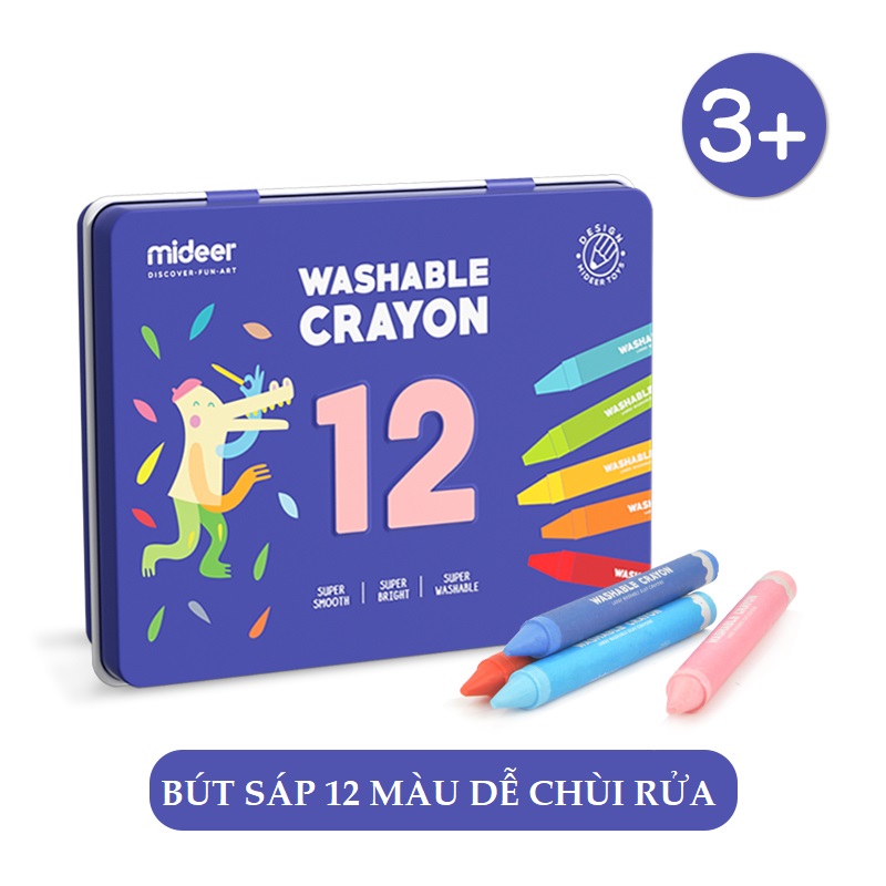 Bút Sáp Màu Cho Bé Tập Tô Nguyên Liệu An Toàn Dễ Dàng Tẩy Rửa Được - Mideer washable crayon