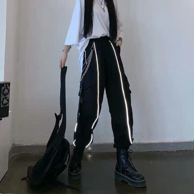 Quần kaki phản quang viền rót dây xích