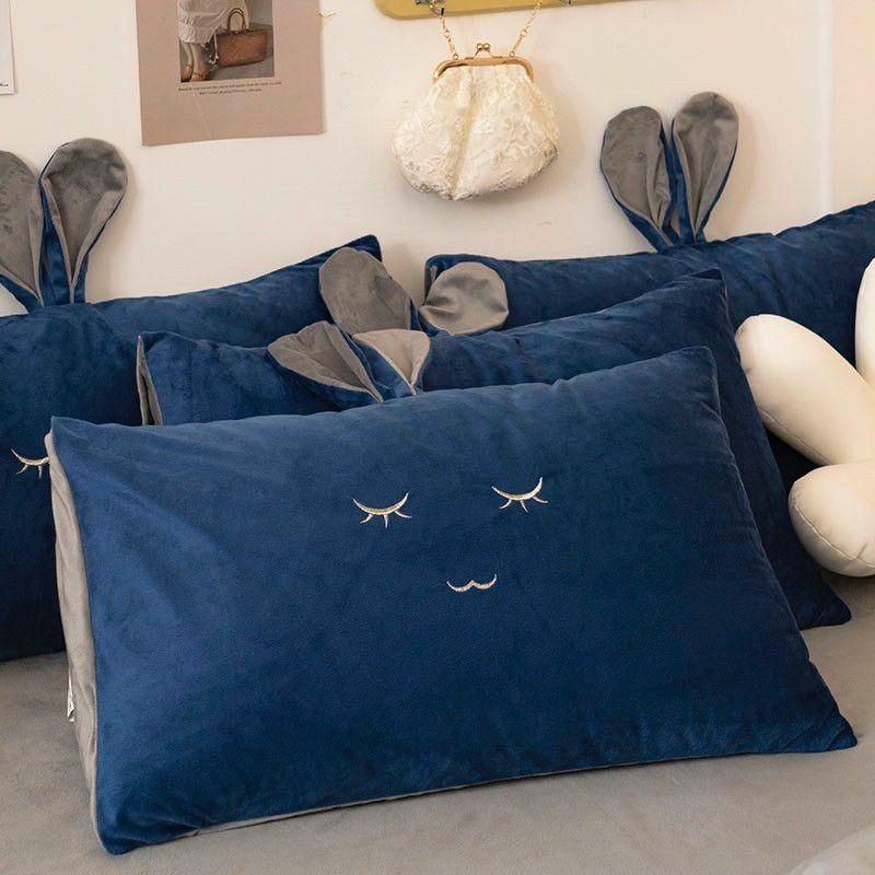 Bộ Chăn Ga Gối Nỉ Nhung Tai Thỏ 4 Món