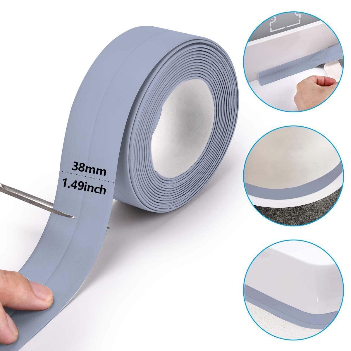 3PCS Băng trán, bồn rửa tự dính PVC và chất trám băng keo dán tường, chất bịt kín gạch tắm