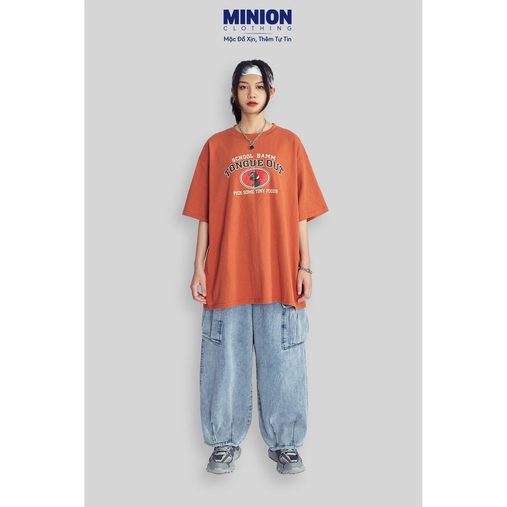 Quần jeans túi hộp ống rộng MINION CLOTHING lưng cạp cao Unisex nam nữ quần bò Ulzzang chất jean cao cấp dày dặn Q3001