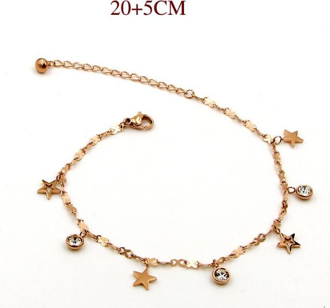 Lắc Chân Nữ Hình Ngôi Sao Chất Liệu Thép Titan Ko Đen TT 1618