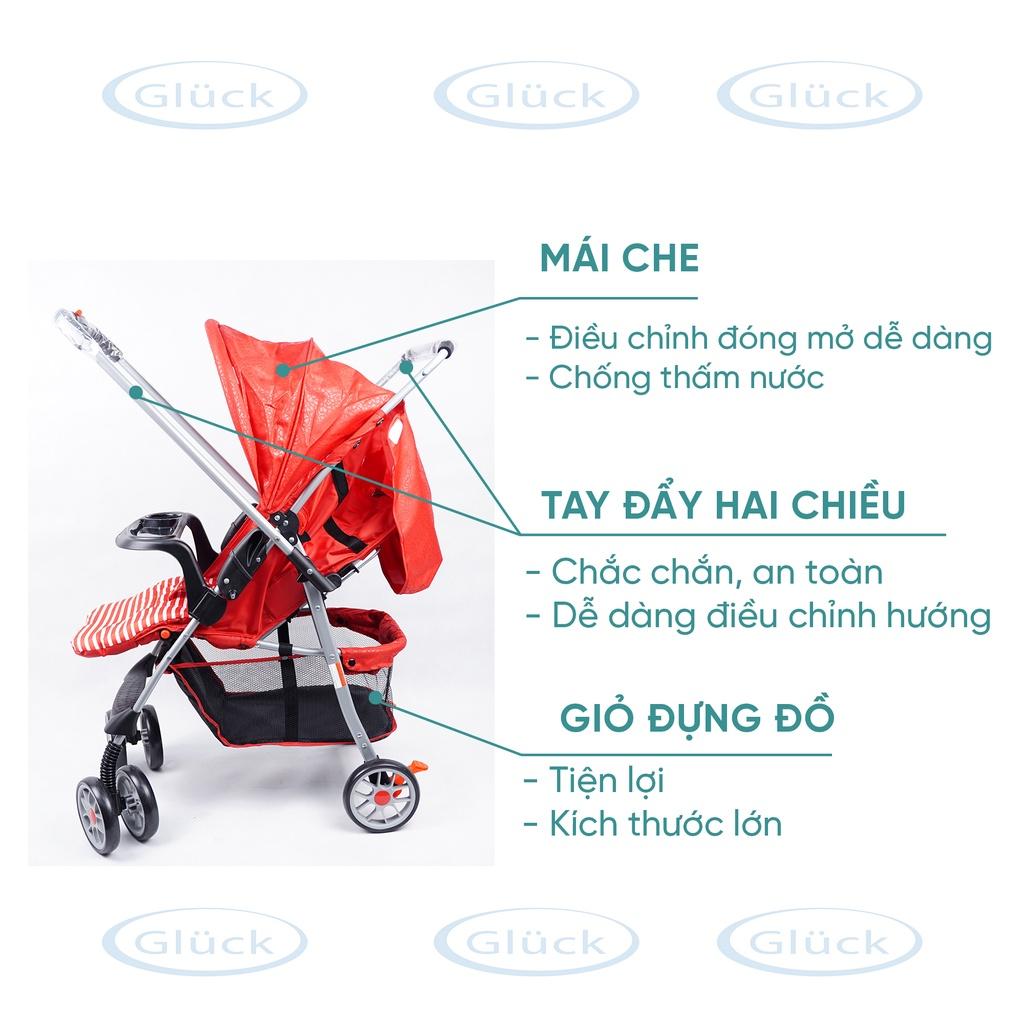 Xe nôi, xe đẩy cho em bé, xe đẩy gấp gọn cho bé 2 chiều 3 tư thế Gluck Baby C8M Gluck Official