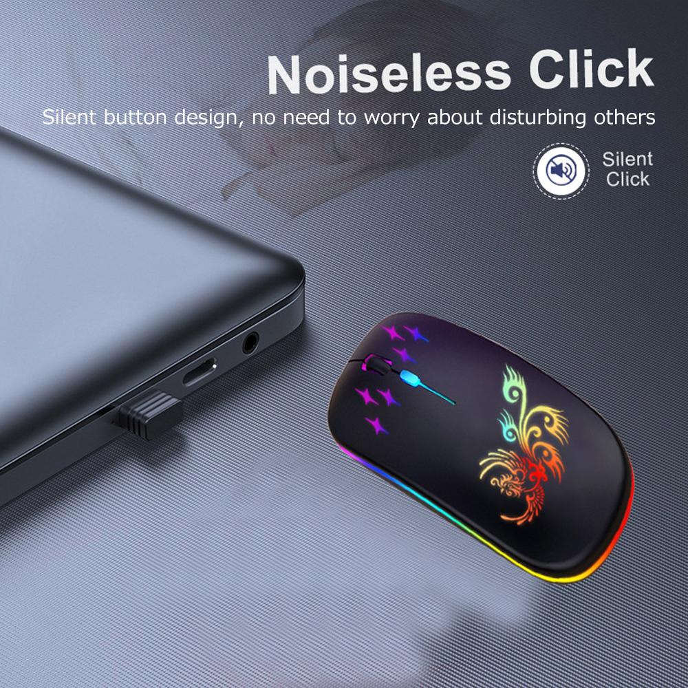 W128 Wireless Optical Mouse 2.4G+BT3.0+BT5.2 3-mode Ergonomic Mouse Built-in 500mAh Rechargeable Battery for PC Laptop