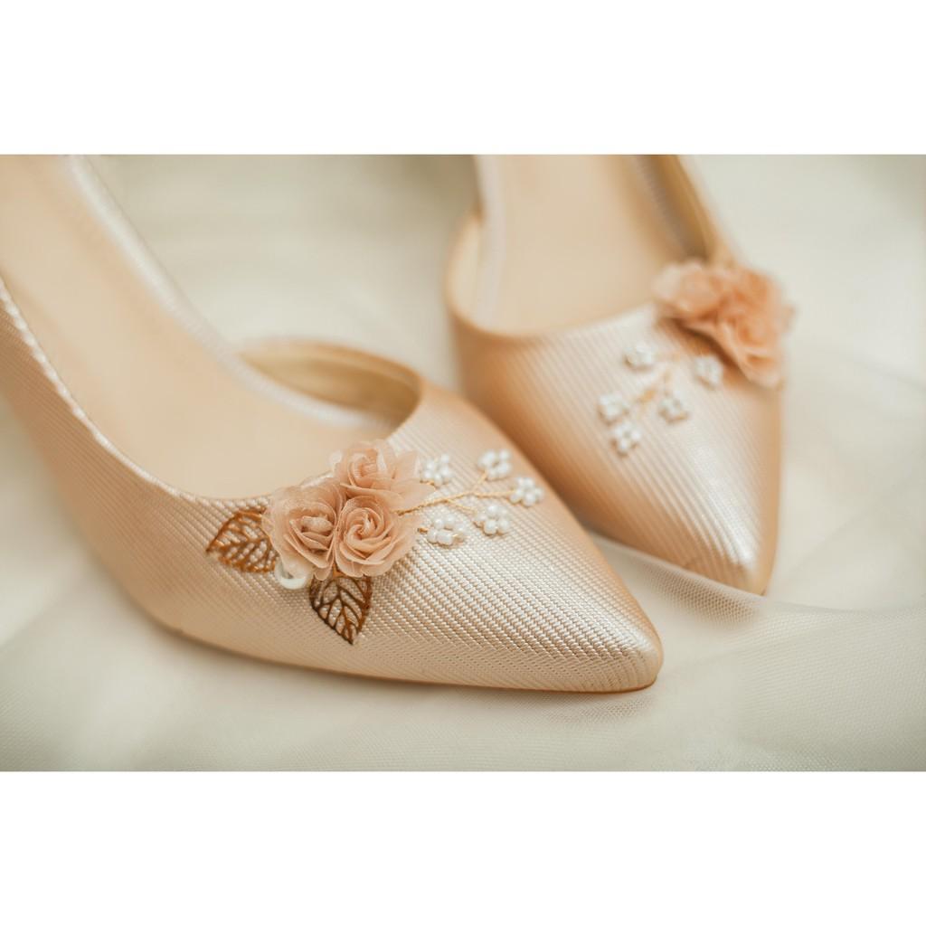 GIÀY CƯỚI - GIÀY CÔ DÂU BEJO H88 HOA NÂU, BABY - WEDDING SHOES