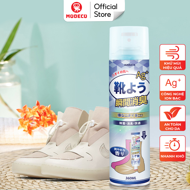 Chai Xịt Khử Mùi Giày KINBATA 360 ml - Công Nghệ ION Bạc Nhật Bản, Loại Bỏ Mùi Hôi Triệt Để, Kháng Khuẩn - Modeco