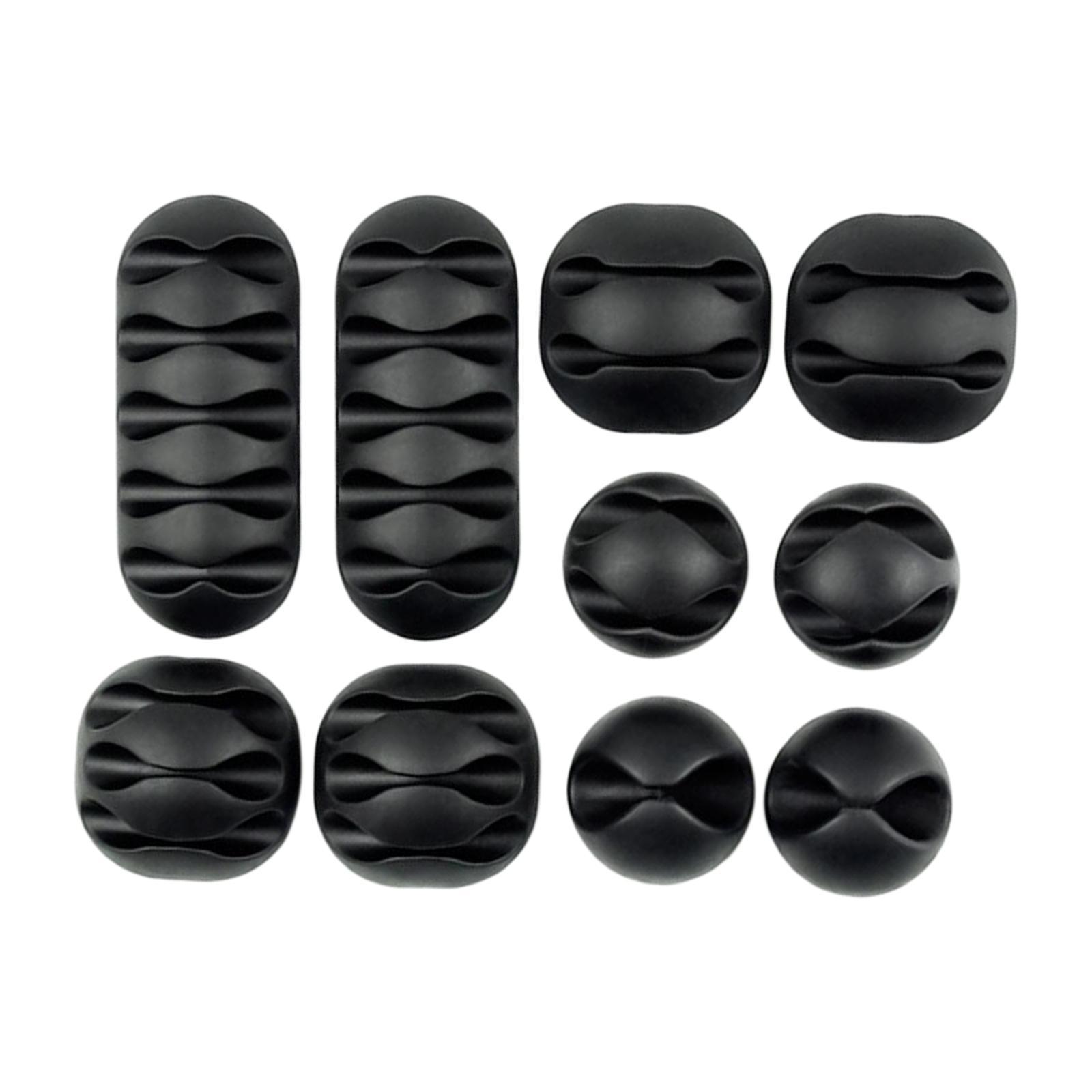 10PCS Cable Clip Winder Organizer Holder Clips Cord Management Black