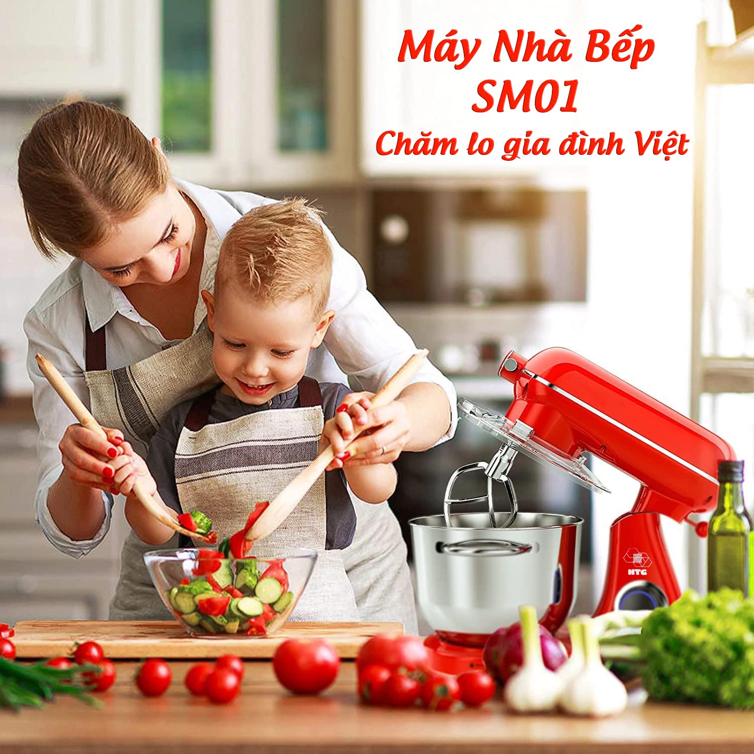 Máy nhào bột SM01 làm bánh, đánh trứng, kem, trộn thực phẩm, dung tích lớn 8 lít, 1800W mạnh mẽ, Inox 304 bền bỉ